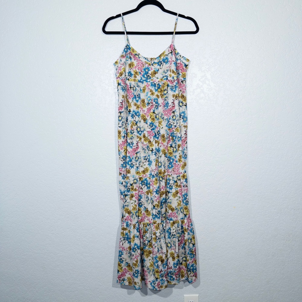 Joe‎ Fresh White Floral Tiered Maxi Dress Size Medium